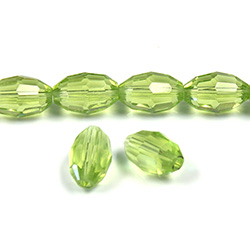 Chinese Cut Crystal Bead - Oval 11x8MM LT OLIVINE