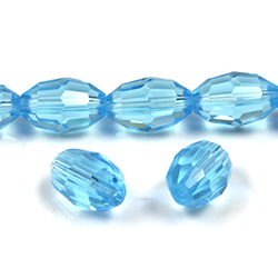 Chinese Cut Crystal Bead - Oval 13x10MM AQUA