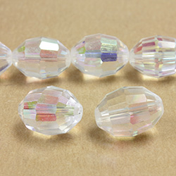 Chinese Cut Crystal Bead - Oval 13x10MM CRYSTAL AB