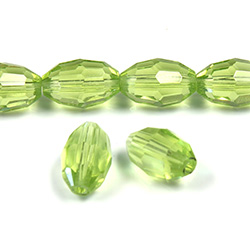 Chinese Cut Crystal Bead - Oval 13x10MM LT OLIVINE