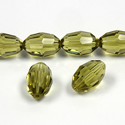 Chinese Cut Crystal Bead - Oval 13x10MM OLIVINE