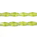 Chinese Cut Crystal Bead - Elongated Diamond 08x4MM LT OLIVINE