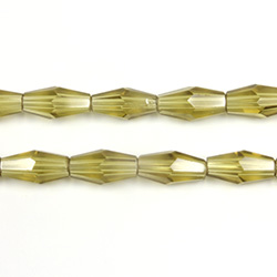 Chinese Cut Crystal Bead - Elongated Diamond 08x4MM OLIVINE