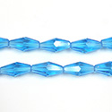 Chinese Cut Crystal Bead - Elongated Diamond 12x6 AQUA