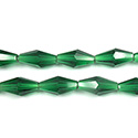 Chinese Cut Crystal Bead - Elongated Diamond 12x6 DARK EMERALD