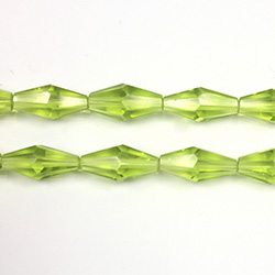 Chinese Cut Crystal Bead - Elongated Diamond 12x6 LT OLIVINE