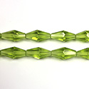 Chinese Cut Crystal Bead - Elongated Diamond 12x6 OLIVINE