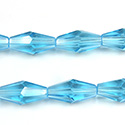 Chinese Cut Crystal Bead - Elongated Diamond 16x8MM AQUA