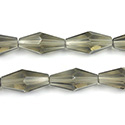 Chinese Cut Crystal Bead - Elongated Diamond 16x8MM BLACK DIAMOND