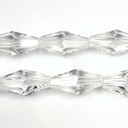 Chinese Cut Crystal Bead - Elongated Diamond 16x8MM CRYSTAL