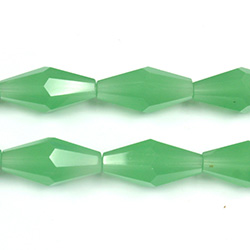 Chinese Cut Crystal Bead - Elongated Diamond 16x8MM OPAL GREEN