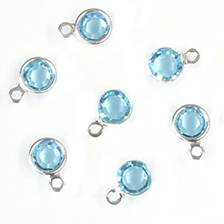 Preciosa Crystal Channel Connector - Bezel Set with 1 Loop 17SS (04MM) AQUA BOHMEMICA-SILVER PLATED