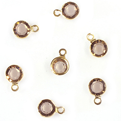 Preciosa Crystal Channel Connector - Bezel Set with 1 Loop 17SS (04MM) SMOKE TOPAZ-GOLD PLATED