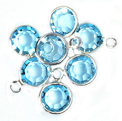 Preciosa Crystal Channel Connector - Bezel Set with 1 Loop 29SS (06MM) AQUA BOHEMICA-SILVER