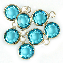 Preciosa Crystal Channel Connector - Bezel Set with 1 Loop 29SS (06MM) BLUE ZIRCON-GOLD