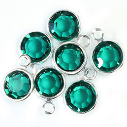 Preciosa Crystal Channel Connector - Bezel Set with 1 Loop 29SS (06MM) EMERALD-SILVER