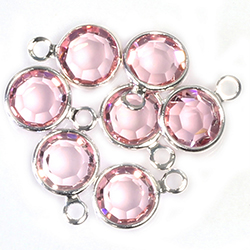 Preciosa Crystal Channel Connector - Bezel Set with 1 Loop 29SS (06MM) LT ROSE-SILVER