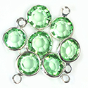 Preciosa Crystal Channel Connector - Bezel Set with 1 Loop 29SS (06MM) PERIDOT-SILVER