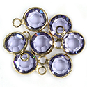 Preciosa Crystal Channel Connector - Bezel Set with 1 Loop 29SS (06MM) TANZANITE-GOLD