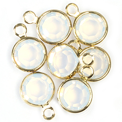 Preciosa Crystal Channel Connector - Bezel Set with 1 Loop 29SS (06MM) WHITE OPAL-GOLD