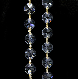 Asfour Crystal Chain using 1080 - 14MM Octagons with Gold plated linking, 1 Meter