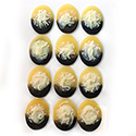 Plastic Cameo - Zodiac Series Oval 40x30MM IVORY ON TORTOISE SHELL (2 tone) Sold as 12 assorted