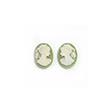 Plastic Cameo - Woman with Ponytail Oval 08x6MM IVORY ON GREEN