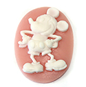 Plastic Cameo - Mickey Oval 40x30MM WHITE ON ANGELSKIN