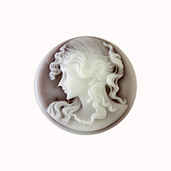 Plastic Cameo - Woman Round 25MM IVORY ON DK BROWN FJT blended base