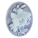 Plastic Cameo - Butterfly Oval 40x30MM WHITE ON AMETHYST FS