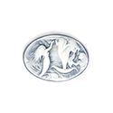 Plastic Cameo - Mermaids Swimming Oval 25x18MM WHITE ON GREY BLUE FS