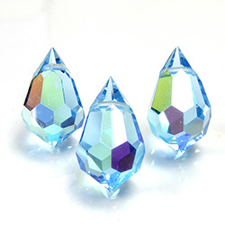 Preciosa Crystal Pendant - Pear 681 15x9MM AQUAMARINE AB