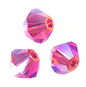 Preciosa Crystal Bead - Bicone 06MM 2X COATED INDIAN PINK AB