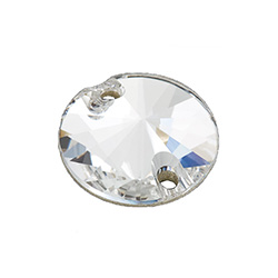 Preciosa Crystal Flat Back 2-Hole Sew-On Foiled Stone - Rivoli 14MM CRYSTAL