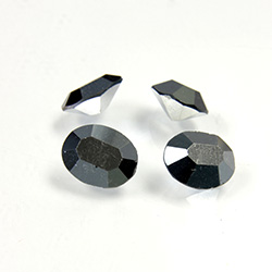 Preciosa Crystal Point Back Fancy Stone - Oval 10x8MM HEMATITE