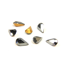 Preciosa Crystal Point Back Fancy Stone - Pear 06x3.6MM HEMATITE