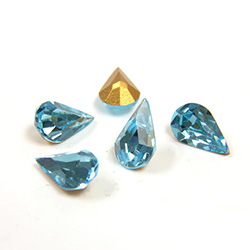 Preciosa Crystal Point Back Fancy Stone - Pear 08x4.8MM AQUA BOHEMICA