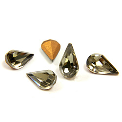 Preciosa Crystal Point Back Fancy Stone - Pear 08x4.8MM BLACK DIAMOND