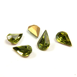 Preciosa Crystal Point Back Fancy Stone - Pear 08x4.8MM OLIVINE