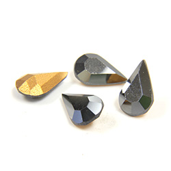 Preciosa Crystal Point Back Fancy Stone - Pear 10x6MM HEMATITE