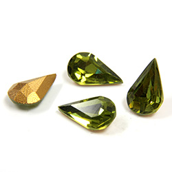 Preciosa Crystal Point Back Fancy Stone - Pear 10x6MM OLIVINE