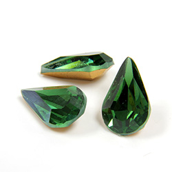 Preciosa Crystal Point Back Fancy Stone - Pear 13x7.8MM GREEN TURMALINE