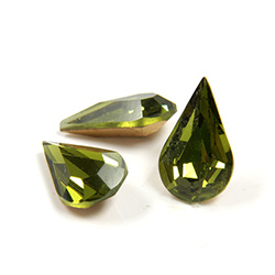 Preciosa Crystal Point Back Fancy Stone - Pear 13x7.8MM OLIVINE