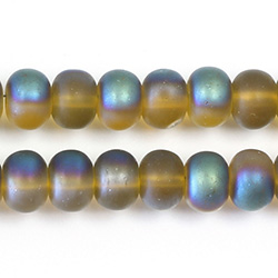 Glass Pressed Bead - Spacer 5x7mm Matte CITRINE 1/2 GREEN COAT