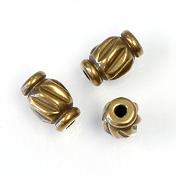 Brass Machine Made Bead - Fancy Barrel 09MM RAW