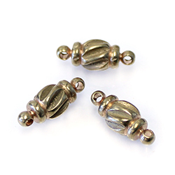 Machine Made Brass Pendant with 2-Loops Barrel Fancy 14x6MM RAW Unplated