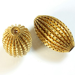 Brass Corrugated Bead - Fancy Pierced Oval 35x22MM RAW