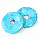 Gemstone Bead - Donut Round Smooth 40MM  HOWLITE Dyed CHINESE TURQUOISE color