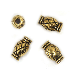 Bead Base Zinc Metal Fancy Engraved 10x6MM ANTIQUE GOLD PLATED