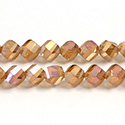 Chinese Cut Crystal Bead - Helix Twisted 08MM CRYSTAL 1/2 FROST ORANGE LUMI